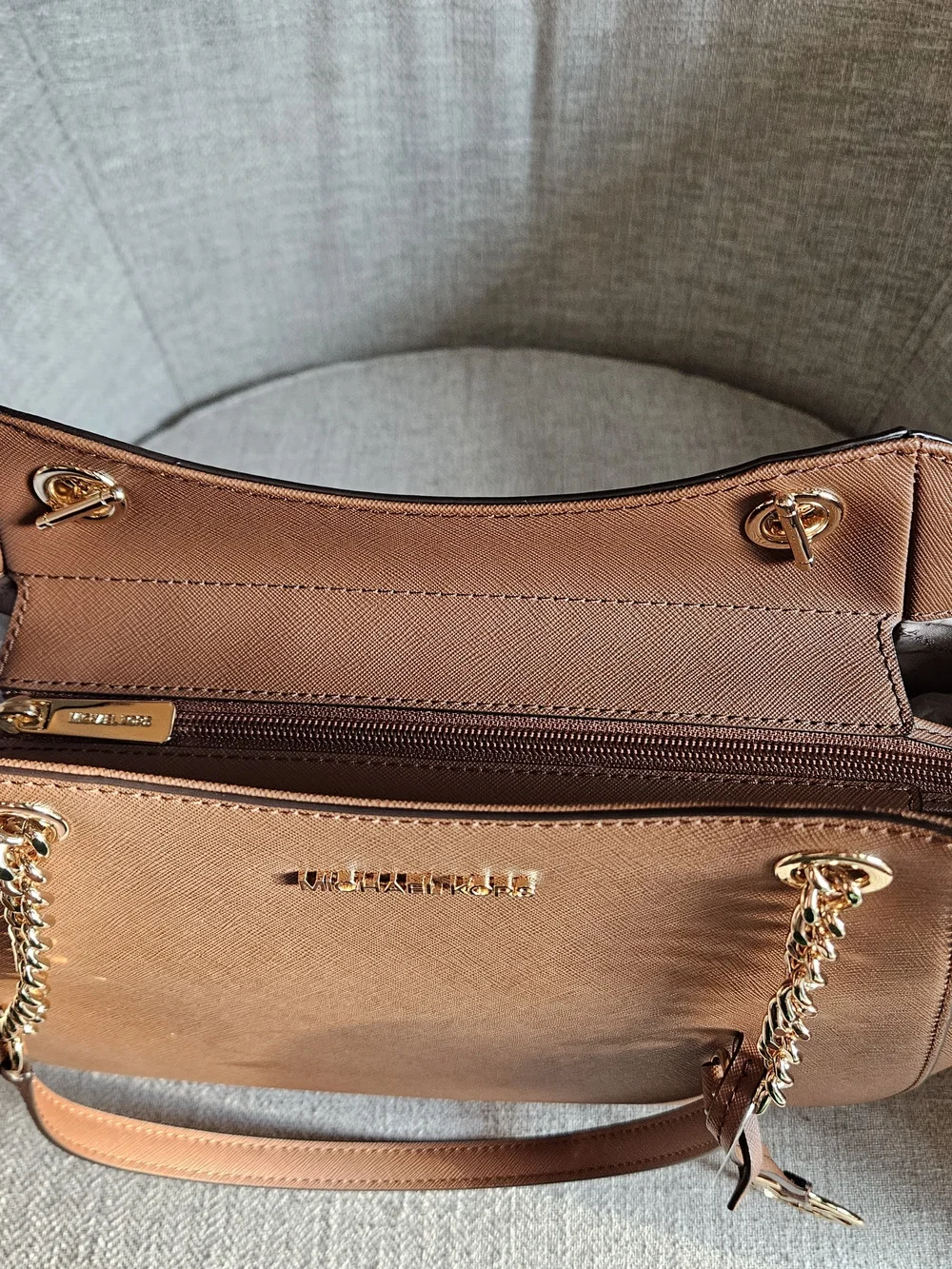 Michael Kors Tan Leather Crossbody Bag - Gold Hardware